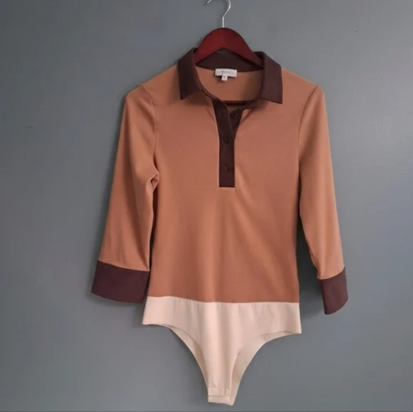 S'edge Tan and Brown Women's Bodysuit - Picture 3 of 5